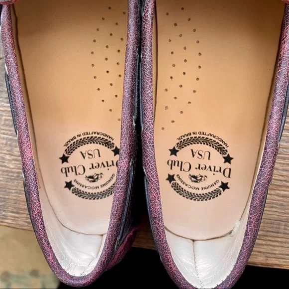 Driver Club Usa Womens Moccasin Flat Shoes Maroon Leather, 8 Never worn outside - Picture 4 of 5